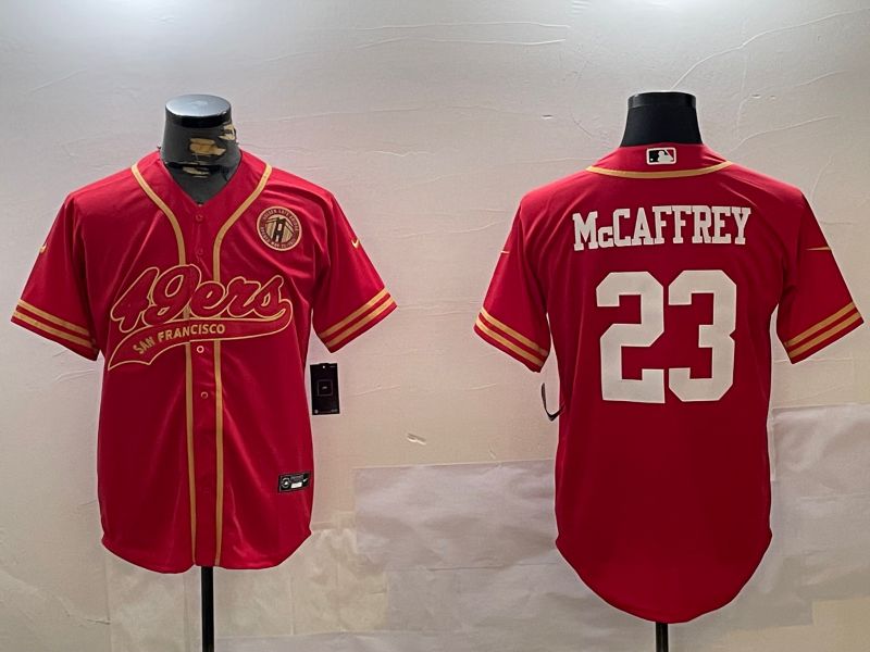 Men San Francisco 49ers #23 Mccaffrey Red Joint Name 2024 Nike Limited NFL Jersey style 12093